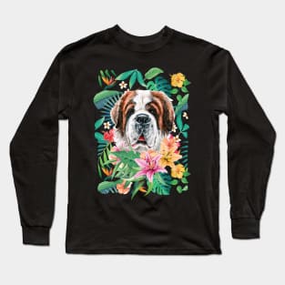 Tropical Saint Bernard Long Sleeve T-Shirt